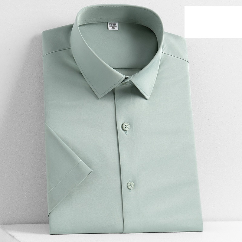 Mens Dress Shirts Short Sleeves Formal Business No Iron Elastic Casual Shirts - Picture 25 of 29