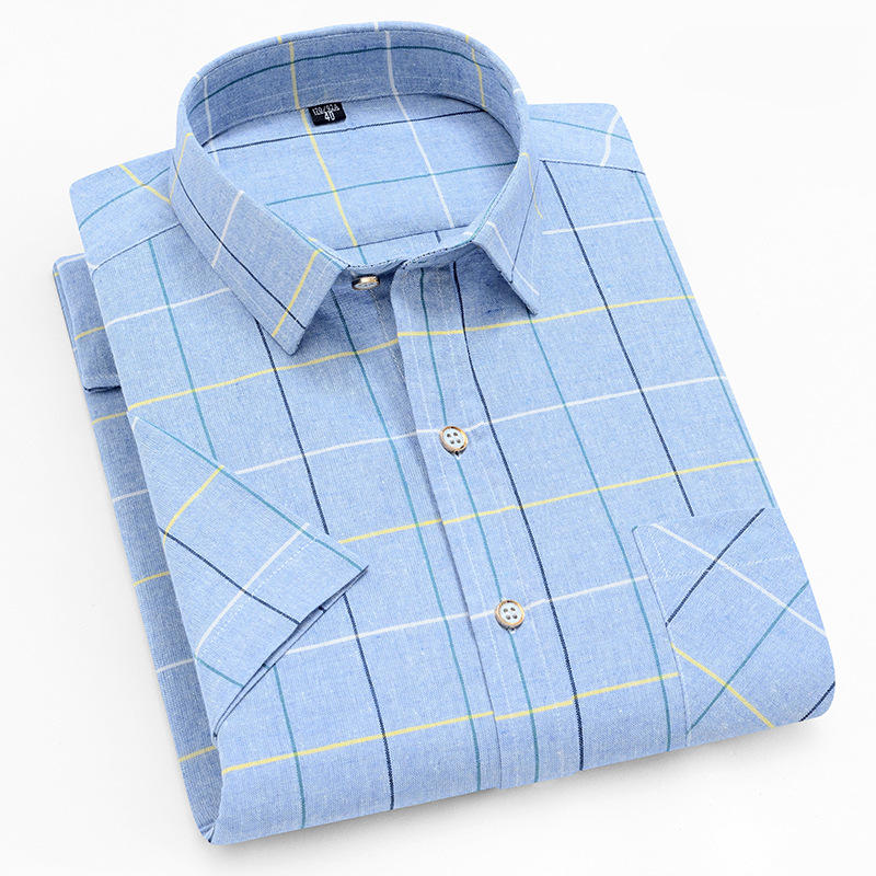 Mens Dress Shirts Short Sleeves Formal Business No Iron Plaids Casual Shirts Top - Picture 21 of 23