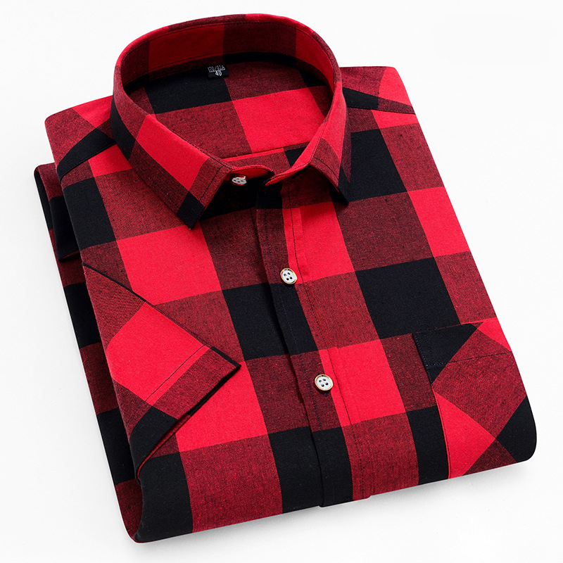 Mens Dress Shirts Short Sleeves Formal Business No Iron Plaids Casual Shirts Top - Picture 19 of 23