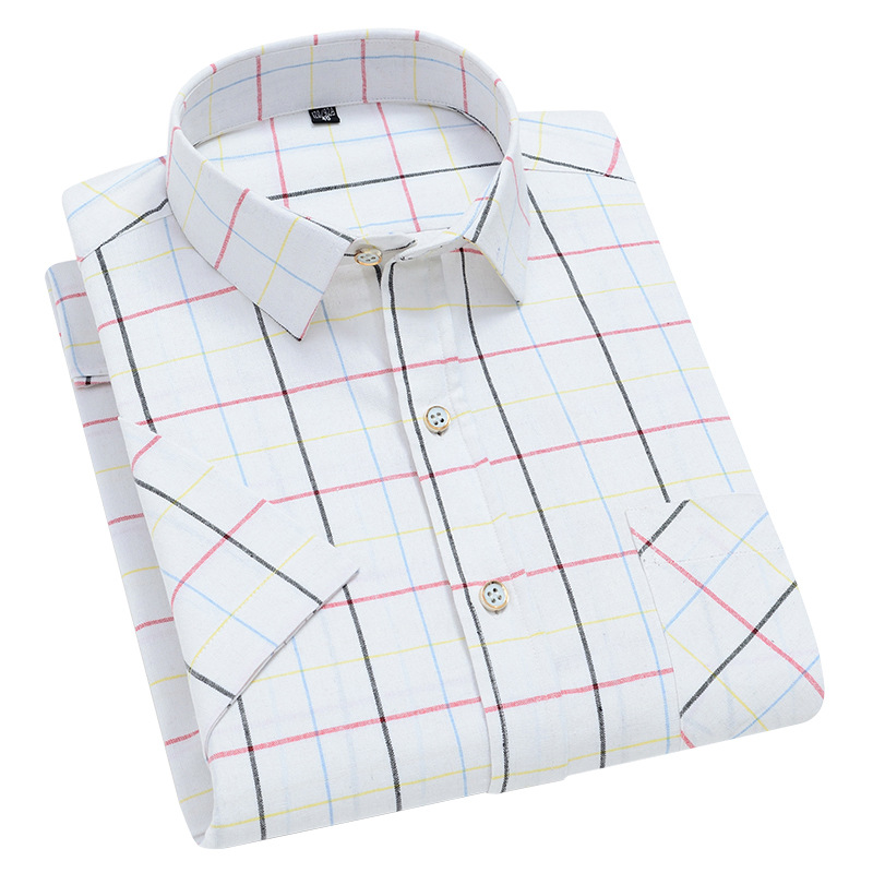 Mens Dress Shirts Short Sleeves Formal Business No Iron Plaids Casual Shirts Top - Picture 17 of 23