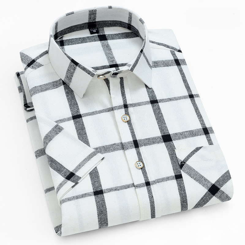 Mens Dress Shirts Short Sleeves Formal Business No Iron Plaids Casual Shirts Top - Picture 22 of 23