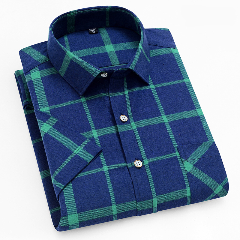 Mens Dress Shirts Short Sleeves Formal Business No Iron Plaids Casual Shirts Top - Picture 23 of 23