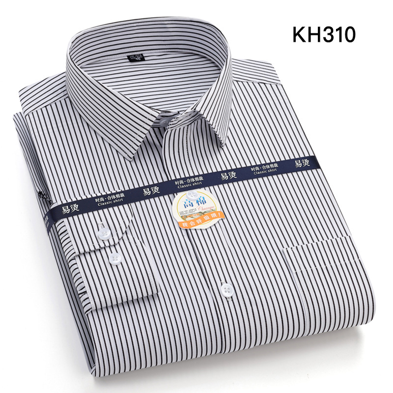 Herren Kleid Shirts Formell Geschäft Langarm Eisenfrei Kariert Freizeit Shirts Top - Bild 28 von 28