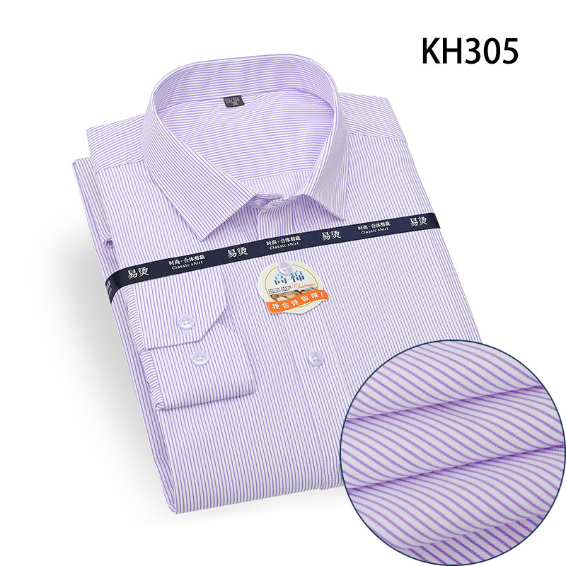 Herren Kleid Shirts Formell Geschäft Langarm Eisenfrei Kariert Freizeit Shirts Top - Bild 22 von 28