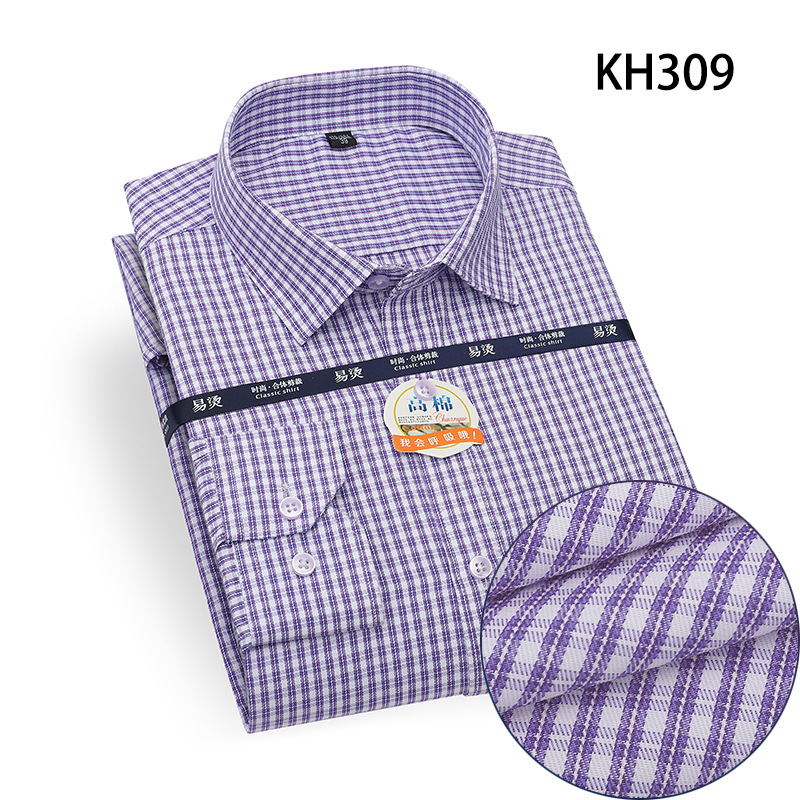 Herren Kleid Shirts Formell Geschäft Langarm Eisenfrei Kariert Freizeit Shirts Top - Bild 26 von 28