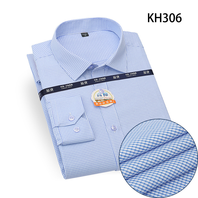Herren Kleid Shirts Formell Geschäft Langarm Eisenfrei Kariert Freizeit Shirts Top - Bild 23 von 28