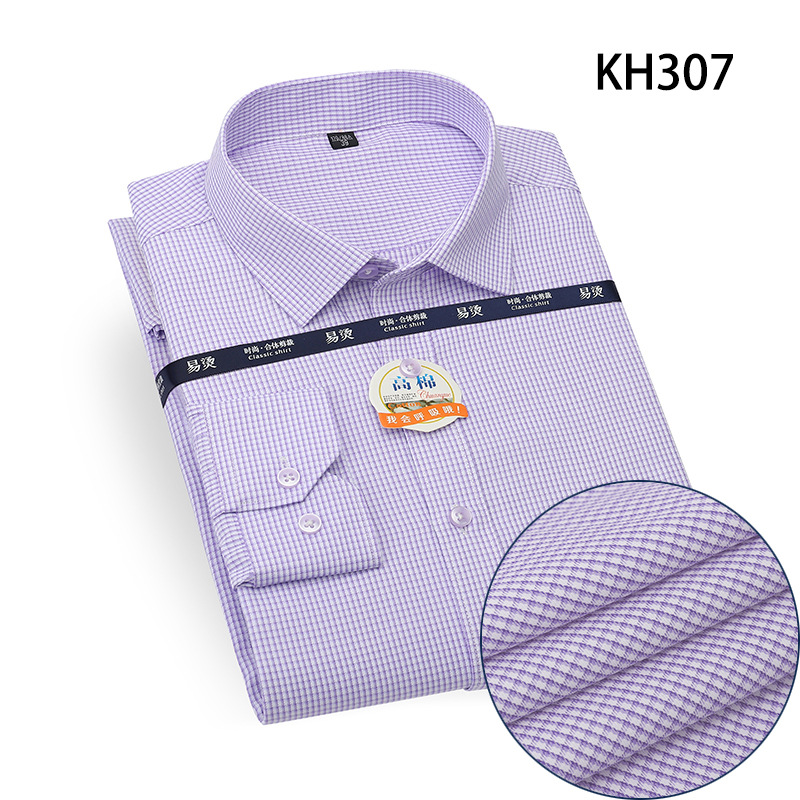Herren Kleid Shirts Formell Geschäft Langarm Eisenfrei Kariert Freizeit Shirts Top - Bild 24 von 28