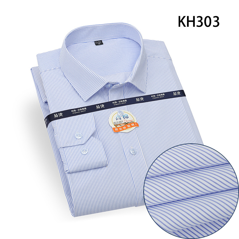 Herren Kleid Shirts Formell Geschäft Langarm Eisenfrei Kariert Freizeit Shirts Top - Bild 21 von 28