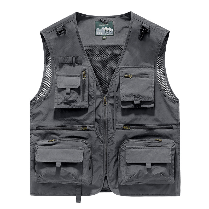 Chaleco Chaleco para Hombres Utilidad Multi-bolsillo Chaleco de Pesca Deportes Ropa de Trabajo Pescador - Imagen 19 de 21