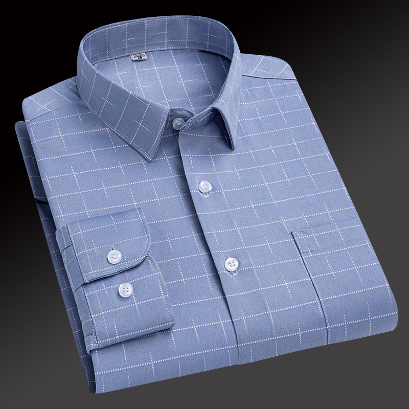 Herren Kleid Shirts Formelles Geschäft Langarm Gestreift Elastisch Eisenfreie Shirts - Bild 16 von 23
