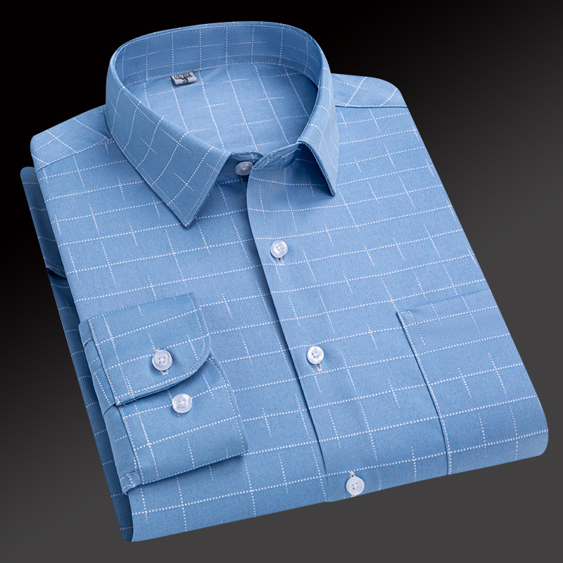 Herren Kleid Shirts Formelles Geschäft Langarm Gestreift Elastisch Eisenfreie Shirts - Bild 17 von 23