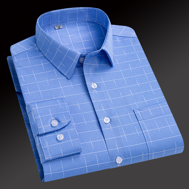 Herren Kleid Shirts Formelles Geschäft Langarm Gestreift Elastisch Eisenfreie Shirts - Bild 15 von 23