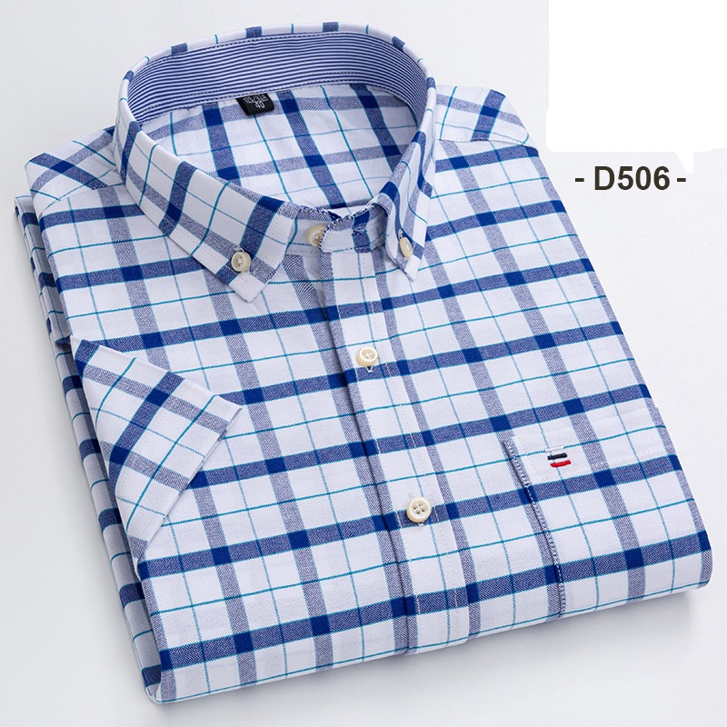 Herrenkleid Oxford Shirts formelles Geschäft kurzärmelig Baumwolle Freizeitshirts Top - Bild 22 von 29