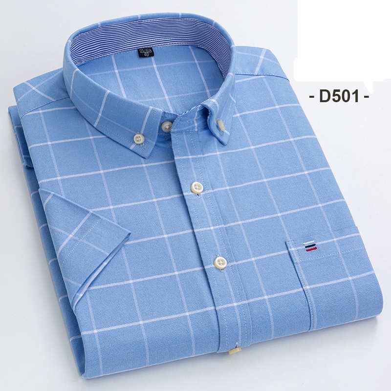 Herrenkleid Oxford Shirts formelles Geschäft kurzärmelig Baumwolle Freizeitshirts Top - Bild 18 von 29