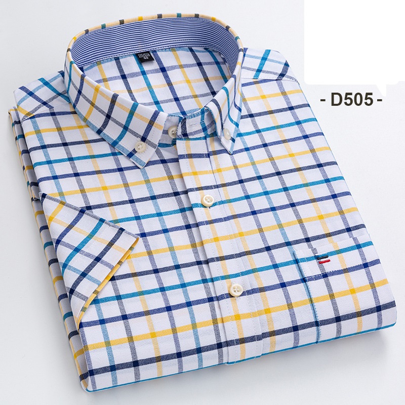 Herrenkleid Oxford Shirts formelles Geschäft kurzärmelig Baumwolle Freizeitshirts Top - Bild 21 von 29
