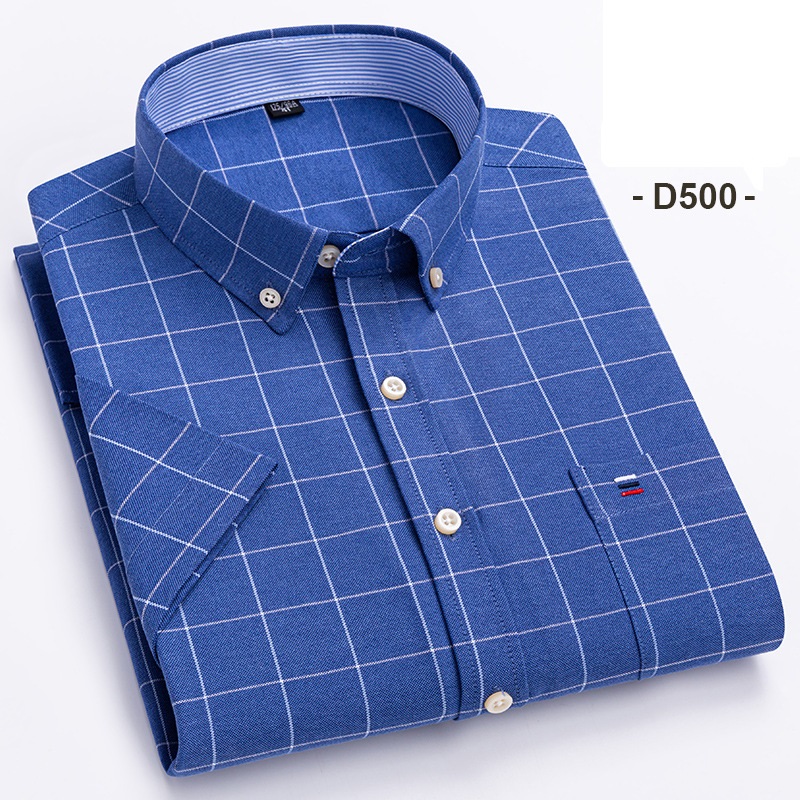Herrenkleid Oxford Shirts formelles Geschäft kurzärmelig Baumwolle Freizeitshirts Top - Bild 17 von 29