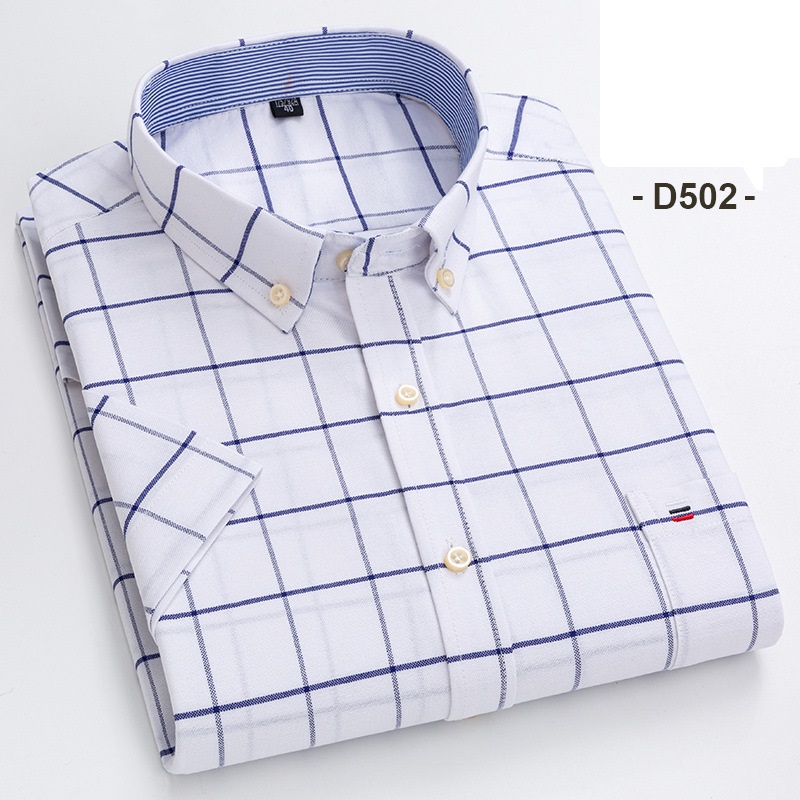 Herrenkleid Oxford Shirts formelles Geschäft kurzärmelig Baumwolle Freizeitshirts Top - Bild 19 von 29
