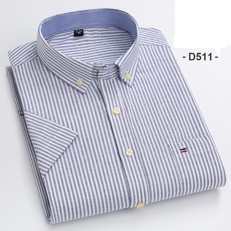 Herrenkleid Oxford Shirts formelles Geschäft kurzärmelig Baumwolle Freizeitshirts Top - Bild 27 von 29