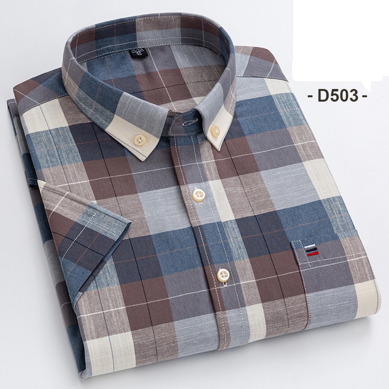 Herrenkleid Oxford Shirts formelles Geschäft kurzärmelig Baumwolle Freizeitshirts Top - Bild 20 von 29