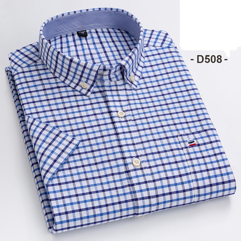 Herrenkleid Oxford Shirts formelles Geschäft kurzärmelig Baumwolle Freizeitshirts Top - Bild 24 von 29