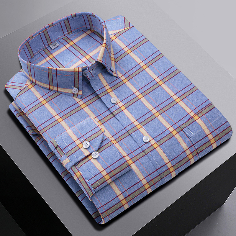 Mens Oxford Shirts Formal Business Long Sleeves Cotton Casual Dress Shirts Tops - Picture 16 of 19
