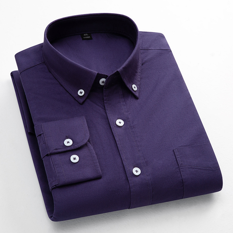 Camicie uomo eleganti Oxford formali business maniche lunghe non ferro camicie casual top - Foto 20 di 20
