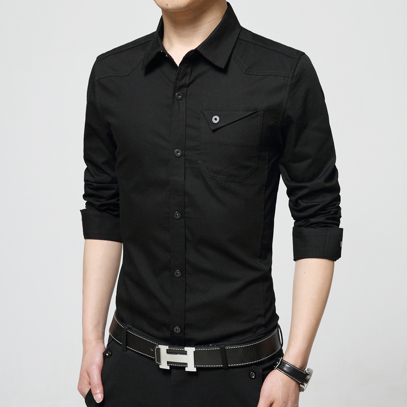 Mens Military Shirts Long Sleeves Cotton Slim Fit Multicolor Casual Shirts Tops - Picture 17 of 22