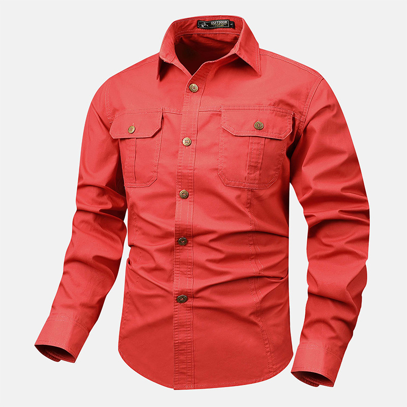 Mens Work Shirts Military Long Sleeves Air Force Army Cotton Casual Shirts Tops