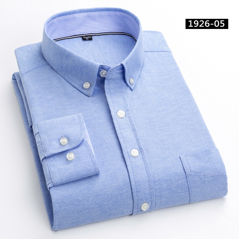 Camisas Oxford para Hombres Formales Negocios Mangas Largas Algodón Informales Camisas de Vestir Prendas para el torso - Imagen 10 de 13