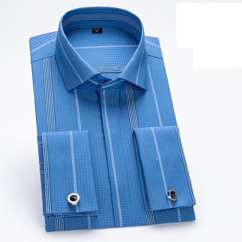 Mens Dress Shirts French Cuff Long Sleeves Formal Business No Iron Shirts Tops - Picture 13 of 14