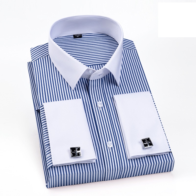 Mens Dress Shirts The White Collar Luxury Slim Fit French Cuff Formal Shirts Top - Picture 16 of 16