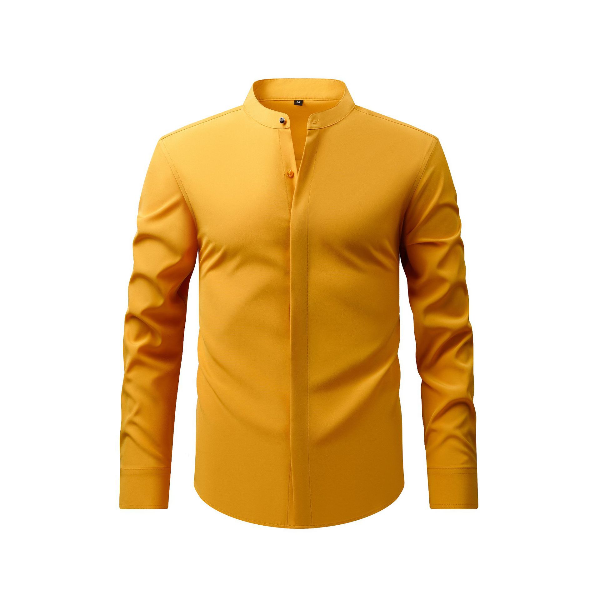 Camisas de vestir para hombre cuello alto formal negocios mangas largas camisa informal elástica - Imagen 15 de 15