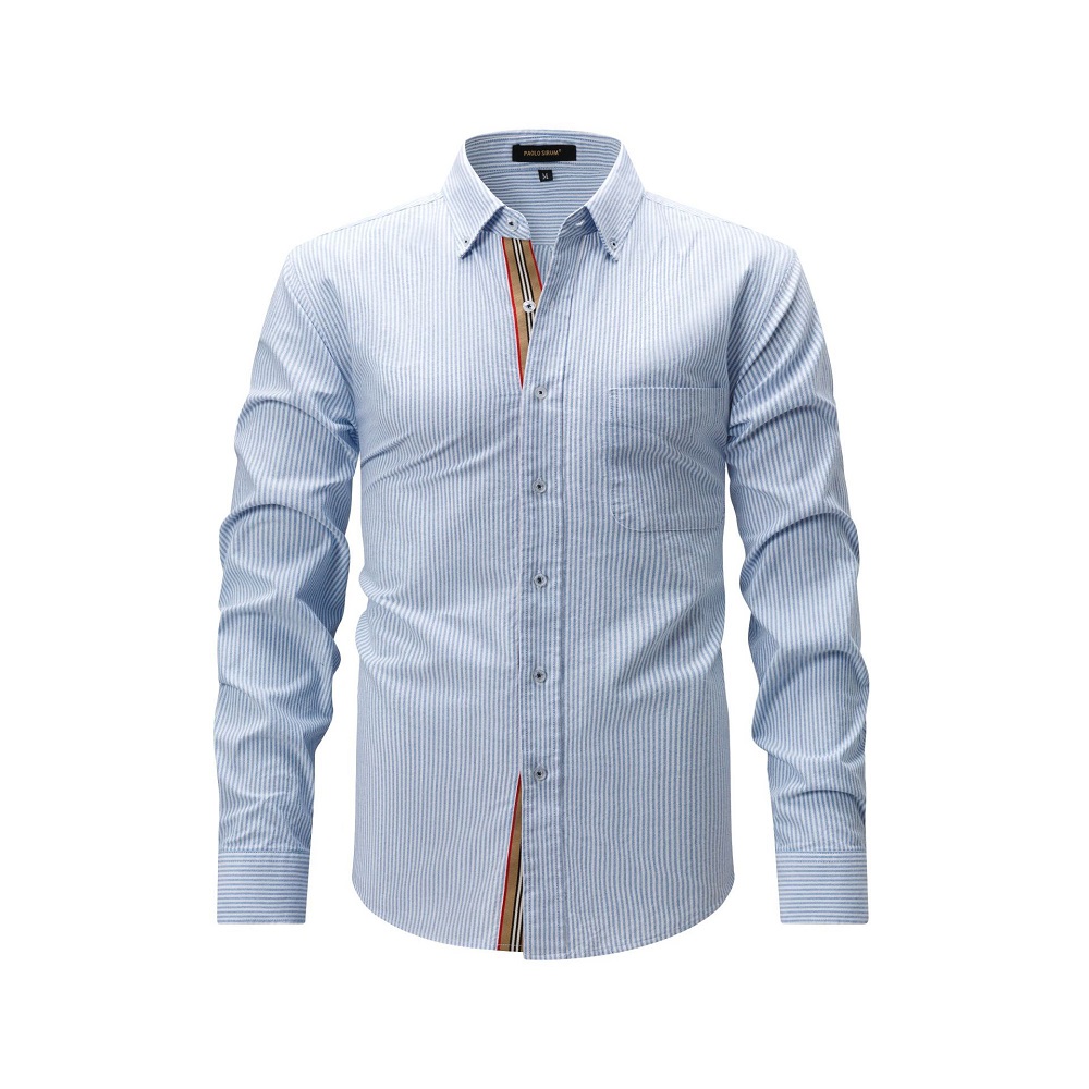 Camisas Oxford para Hombres Formales Negocios Mangas Largas Informales Algodón Camisas de Vestir Prendas para el torso - Imagen 12 de 13