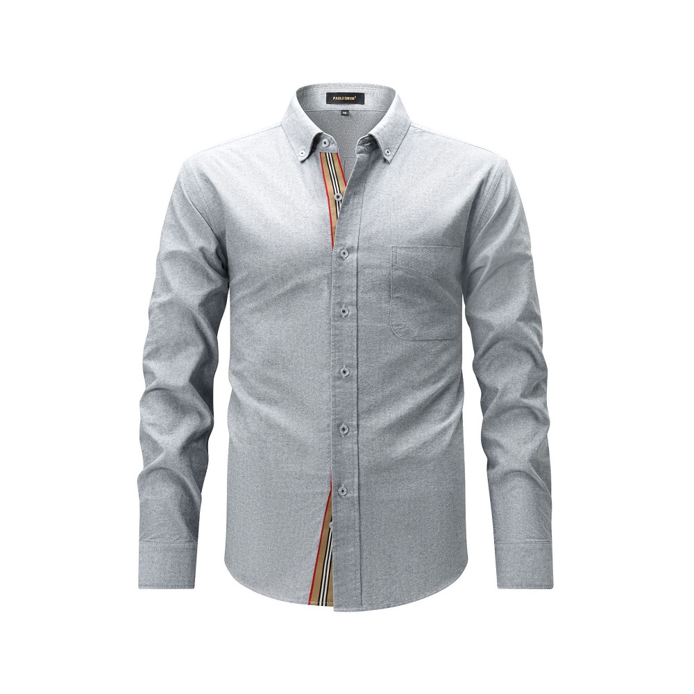 Camisas Oxford para Hombres Formales Negocios Mangas Largas Informales Algodón Camisas de Vestir Prendas para el torso - Imagen 10 de 13