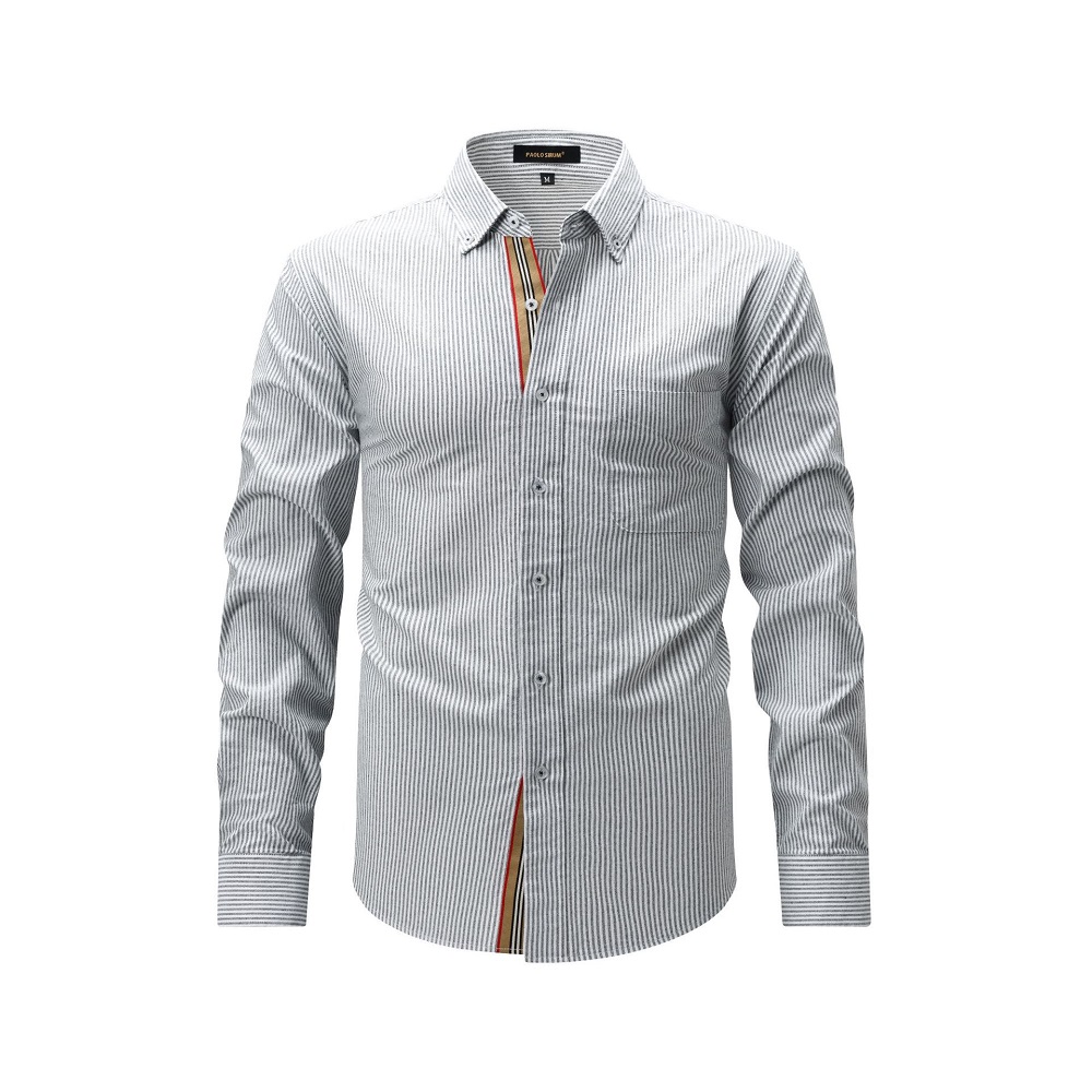 Camisas Oxford para Hombres Formales Negocios Mangas Largas Informales Algodón Camisas de Vestir Prendas para el torso - Imagen 13 de 13