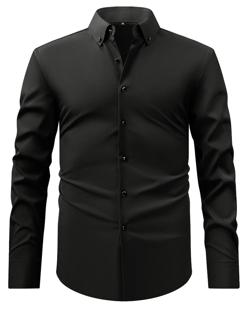 Mens Button Down Elastic Shirts Formal Business Long Sleeves Casual Dress Shirts - Bild 10 von 14