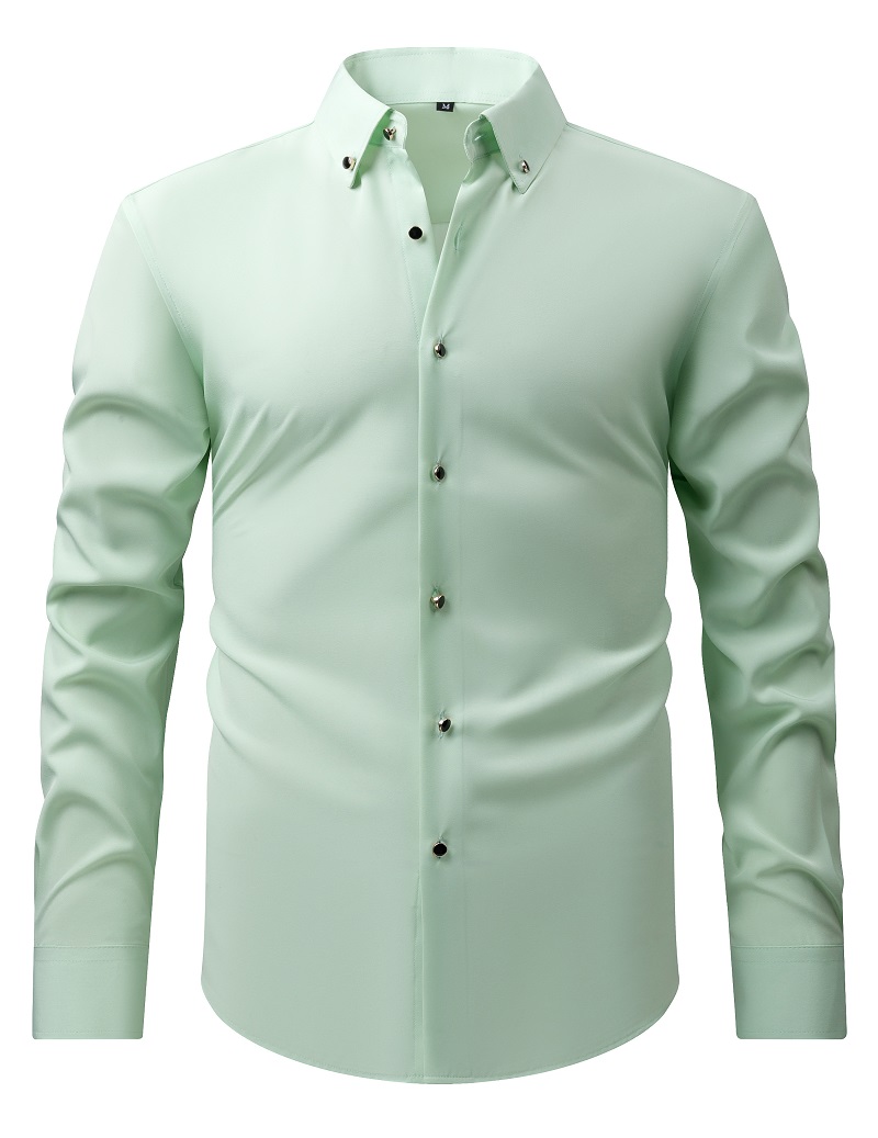 Mens Button Down Elastic Shirts Formal Business Long Sleeves Casual Dress Shirts - Bild 13 von 14