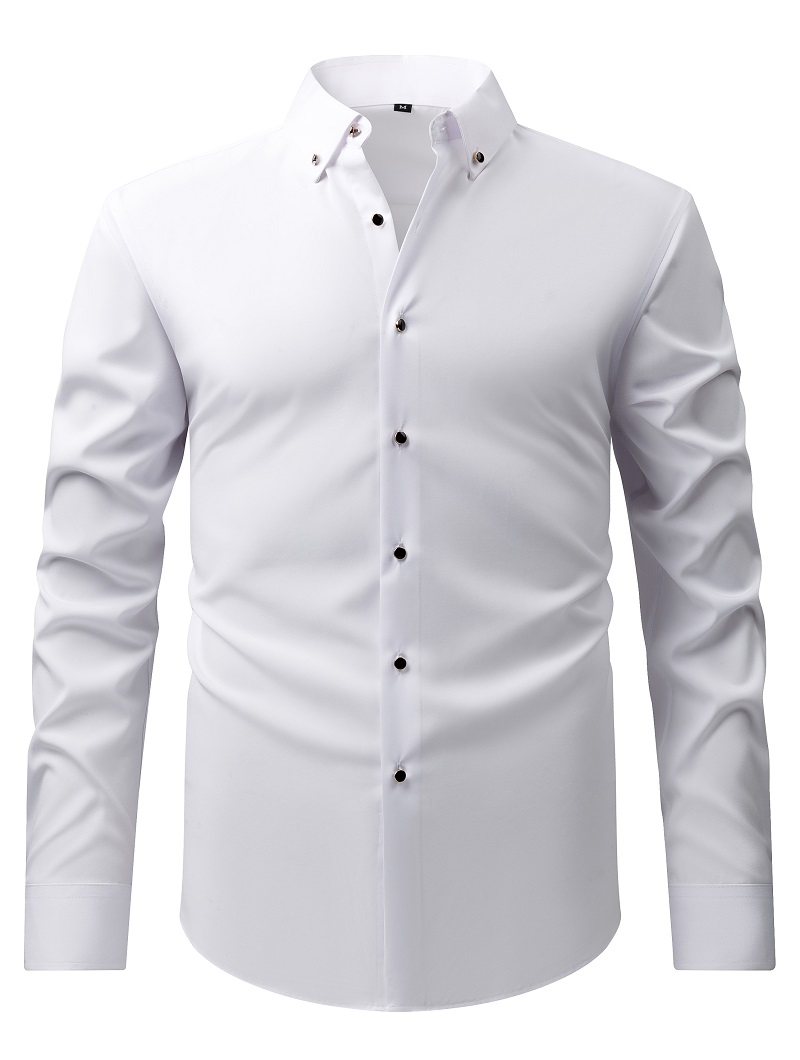 Mens Button Down Elastic Shirts Formal Business Long Sleeves Casual Dress Shirts - Bild 9 von 14