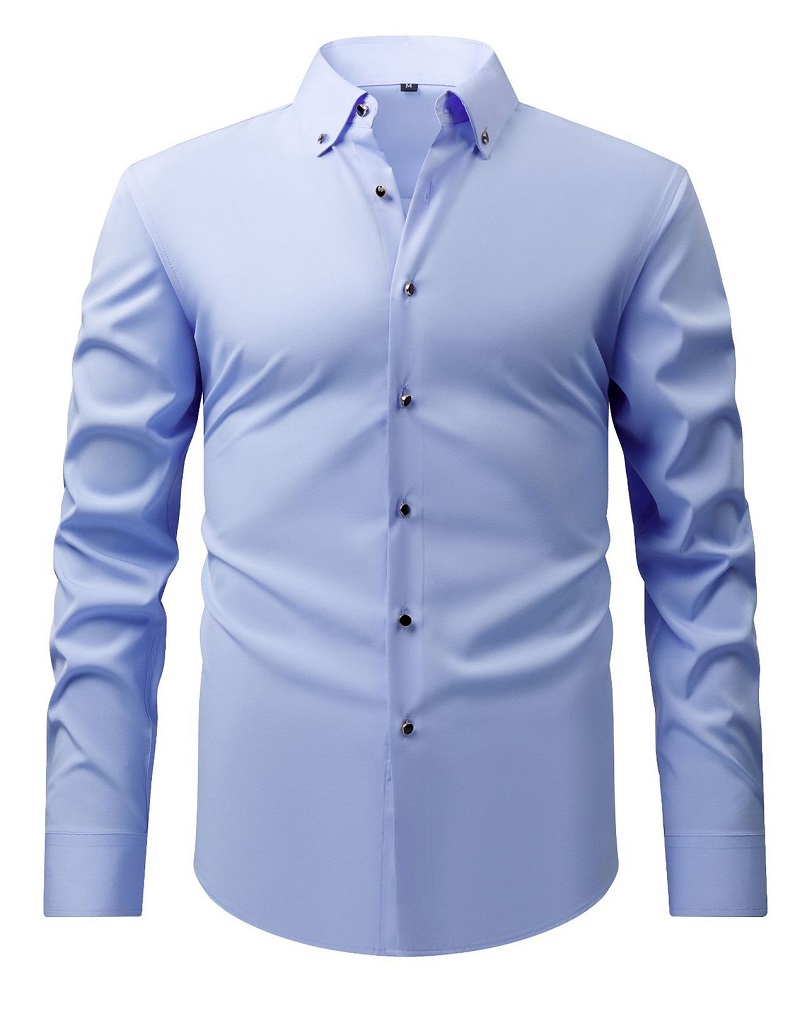Mens Button Down Elastic Shirts Formal Business Long Sleeves Casual Dress Shirts - Bild 11 von 14