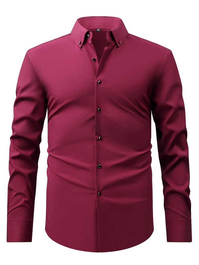Mens Button Down Elastic Shirts Formal Business Long Sleeves Casual Dress Shirts - Bild 12 von 14