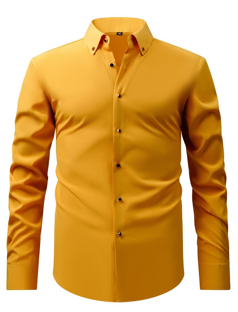 Mens Button Down Elastic Shirts Formal Business Long Sleeves Casual Dress Shirts - Bild 14 von 14