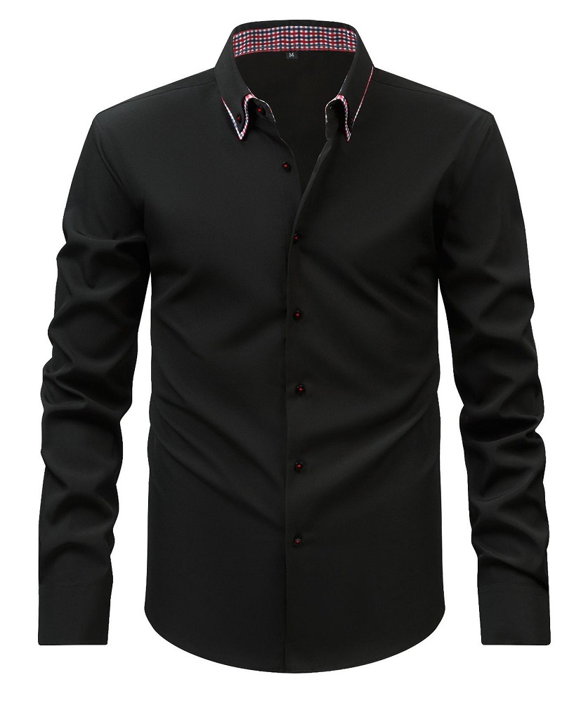 Camisas de vestir para hombre de doble cuello formales mangas largas informales sin hierro camisas para el torso - Imagen 11 de 15