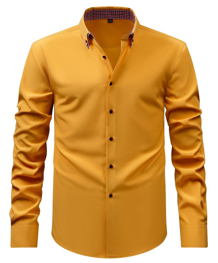 Camisas de vestir para hombre de doble cuello formales mangas largas informales sin hierro camisas para el torso - Imagen 15 de 15