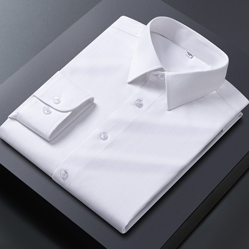 Camisas de vestir a tiras formales de negocios para hombre mangas largas botones informales camisas Prendas para el torso - Imagen 12 de 16
