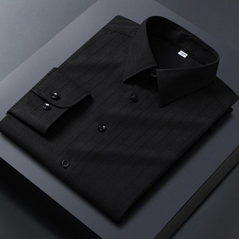 Camisas de vestir a tiras formales de negocios para hombre mangas largas botones informales camisas Prendas para el torso - Imagen 11 de 16