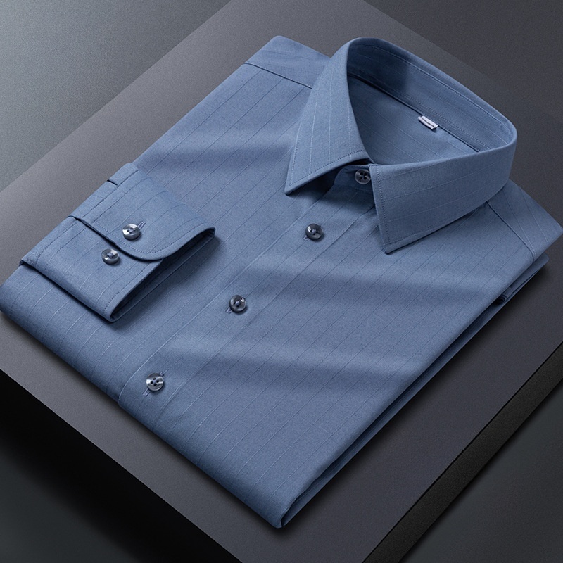 Camisas de vestir a tiras formales de negocios para hombre mangas largas botones informales camisas Prendas para el torso - Imagen 13 de 16