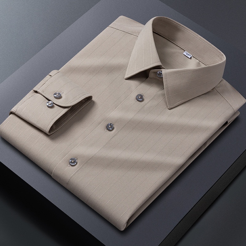 Camisas de vestir a tiras formales de negocios para hombre mangas largas botones informales camisas Prendas para el torso - Imagen 16 de 16
