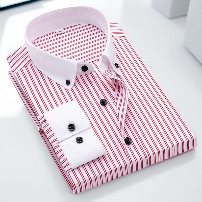 Camicie eleganti uomo nuove il colletto bianco strisce business formale casual camicie top - Foto 16 di 17
