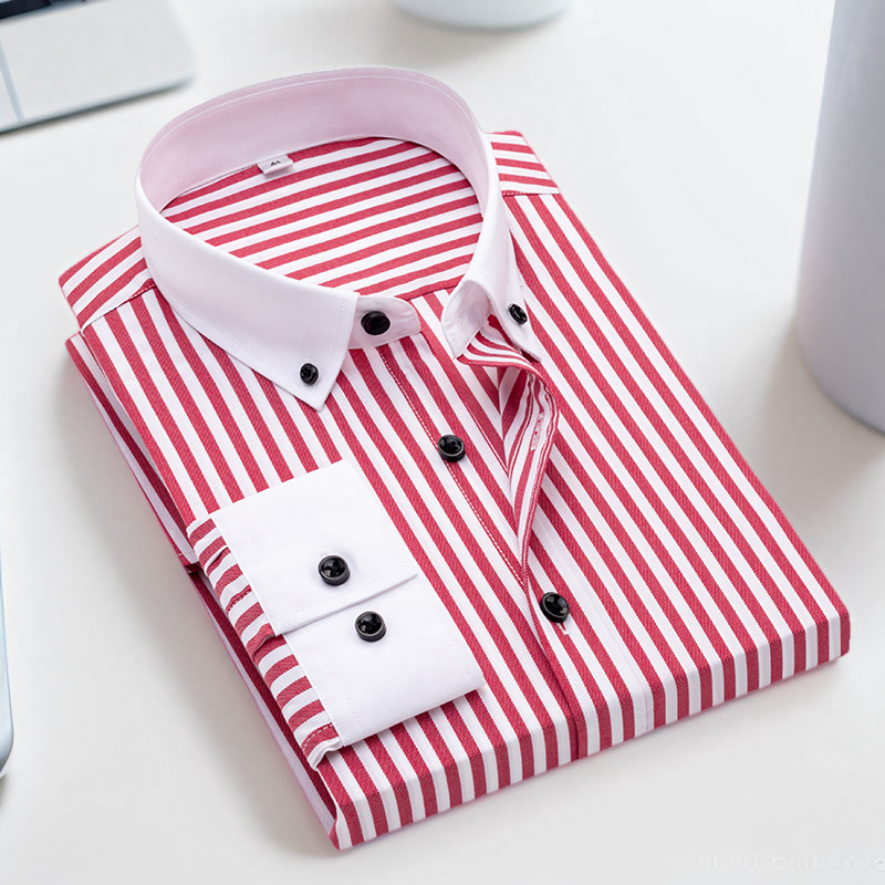 Camicie eleganti uomo nuove il colletto bianco strisce business formale casual camicie top - Foto 13 di 17