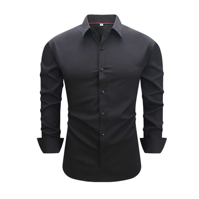 Camicie uomo nuove senza ferro elastiche maniche lunghe slim fit casual eleganti camicie top - Foto 12 di 15